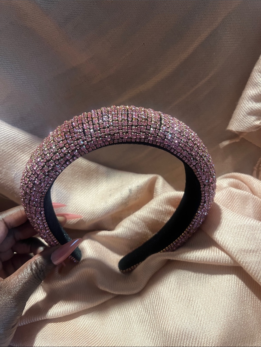Sparkling Pink Crystal Padded Headband